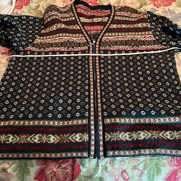 CABELLAS Size 2X NORDIC Ski Zipper Cardigan V-Neck Sweater Longline Cozy - Picture 15 of 16